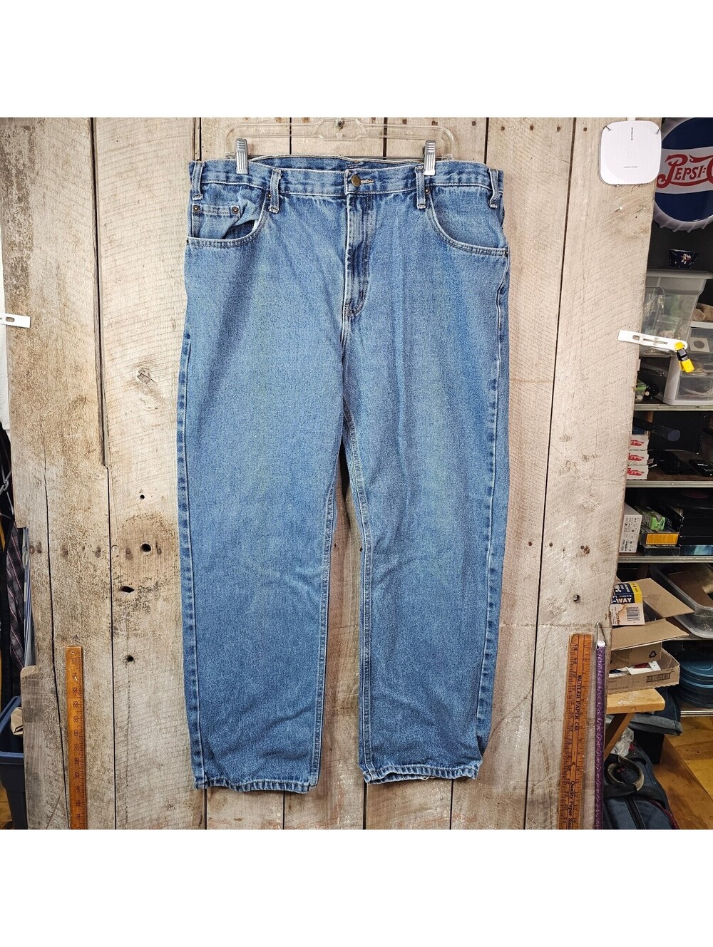 Rural King 38x30 Straight Leg Regular Fit Blue Denim Jeans Made in Madagascar